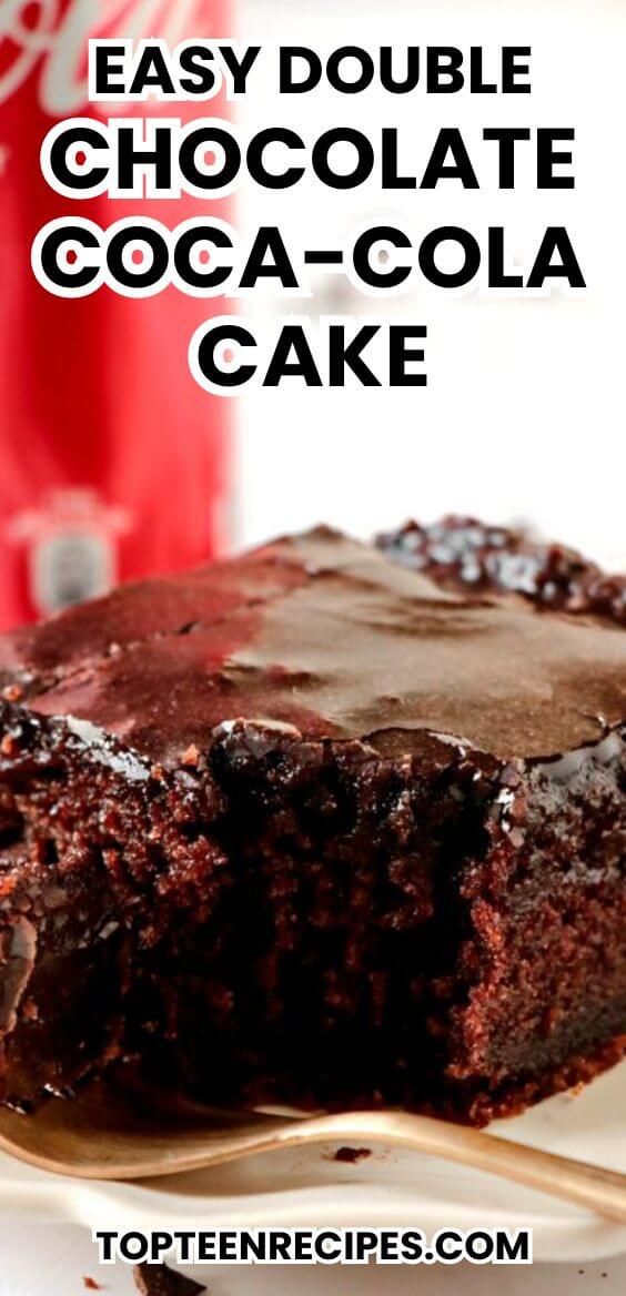 easy double chocolate cocoa - cola cake on a plate