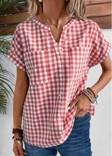 Color:Red;Size:S;Size:M;Package Contents:1 X Blouse;Occasion:Other;Style:Bohemian; Notch Collar Shirt, Patch Blouse, Blouse Size Chart, Batwing Sleeve Blouse, Checkered Shirt, Gingham Print, Plaid Shorts, Inspiration Mode, Trendy Tops