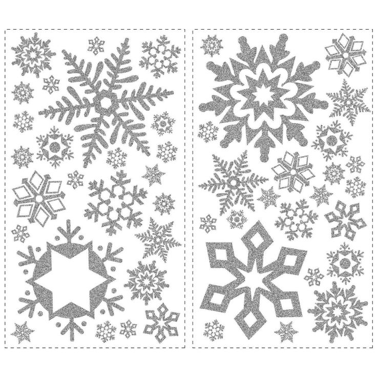 snowflakes are arranged in different shapes and sizes