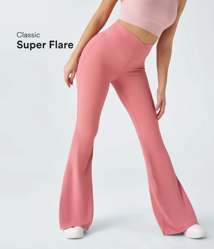 Discover Women’s Crossover High Waisted Back Pocket Super Flare Leggings at Halara, Crowd-Approved Affordable Choices Made For What Moves You. Flare Leggings, Back Pocket, Pink Candy, Split Hem, Flare Pants, Women's Leggings, Crossover, New Product, Breathable Fabric