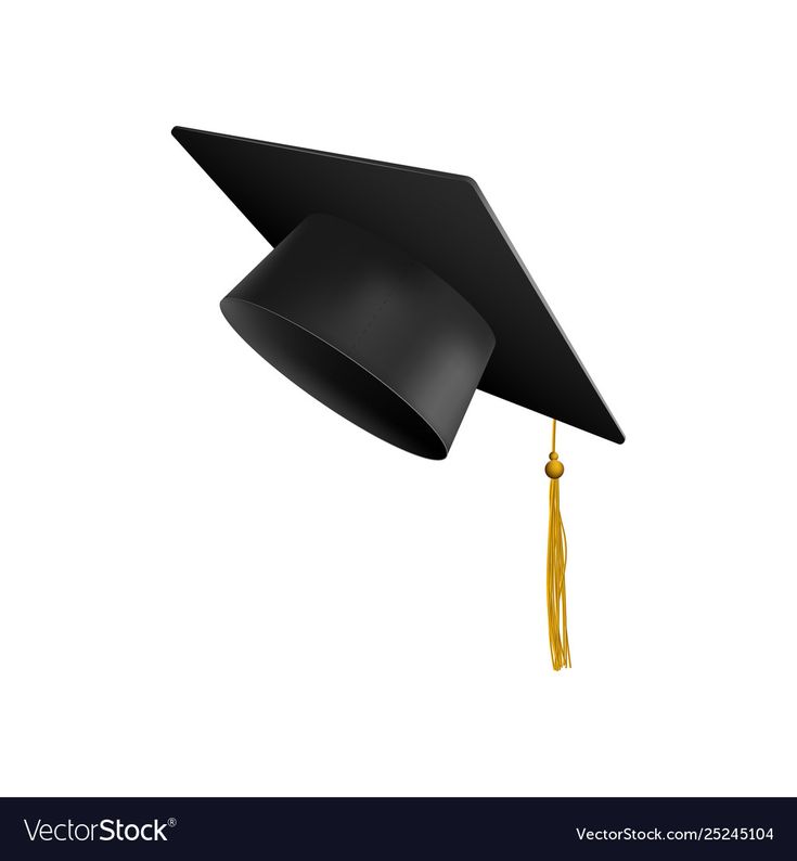 a black graduation cap with a tassel hanging from it's side on a white background