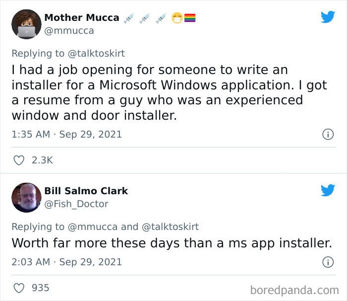 two tweets that are on top of each other, one has an email