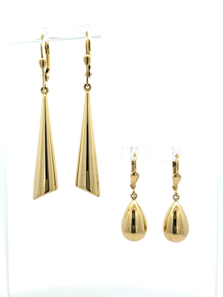 These long cone-shaped dangling earrings add a touch of sophistication and drama to your ensemble. The sleek and elongated design creates a stylish and eye-catching look, making these earrings a statement piece that can elevate any outfit. Product Specifications:  * Material: 14k Solid Gold, hallmarked 14K or 585 for authenticity         * Diameter: 15mm/0.59in Delivery:  * Ready to ship in 1 business day. * Delivers in 1 to 5 days depending on location and delivery option. * Returns are accepted within 7 days from the delivery date, at the customers cost. Gift Option: * We cherish the joy of gifting, as do you and your loved ones. Feel free to inform us if            you desire an additional personalized note with your order to make it an even more            special gift. Explore Our Oth Elegant Long Drop Teardrop Earrings With Polished Finish, Modern Formal Dangle Drop Earrings, Modern Linear Drop Earrings For Formal Occasions, Formal Drop Linear Earrings, Formal Linear Drop Earrings, Modern Yellow Gold Teardrop Earrings For Formal Occasions, Modern Linear Earrings With Polished Finish For Formal Events, Modern Long Drop Yellow Gold Earrings, Modern Long Drop Earrings For Formal Occasions