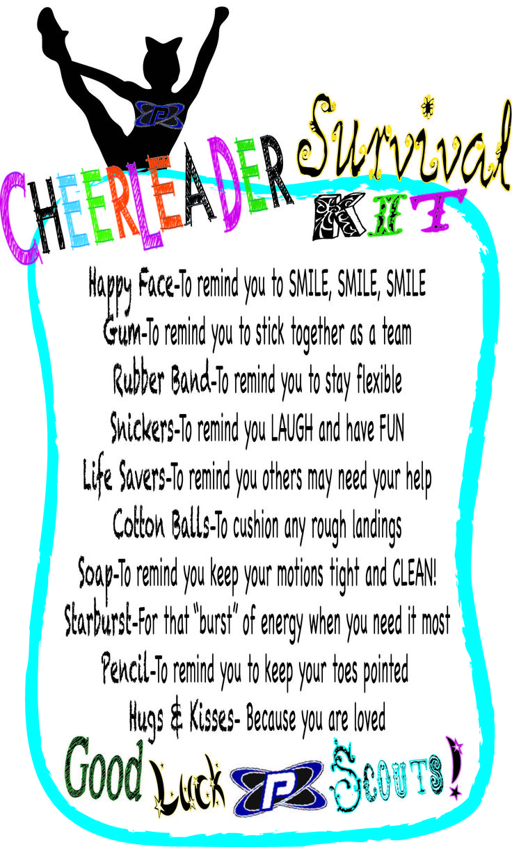 a cheerleader survival poem written in colored ink