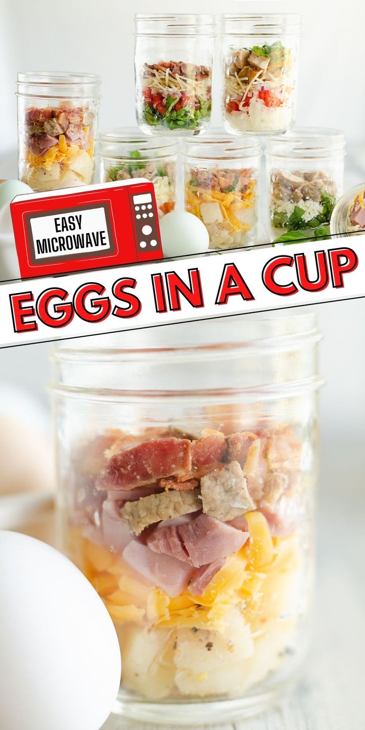 an egg in a cup is shown with the words eggs in a cup above it