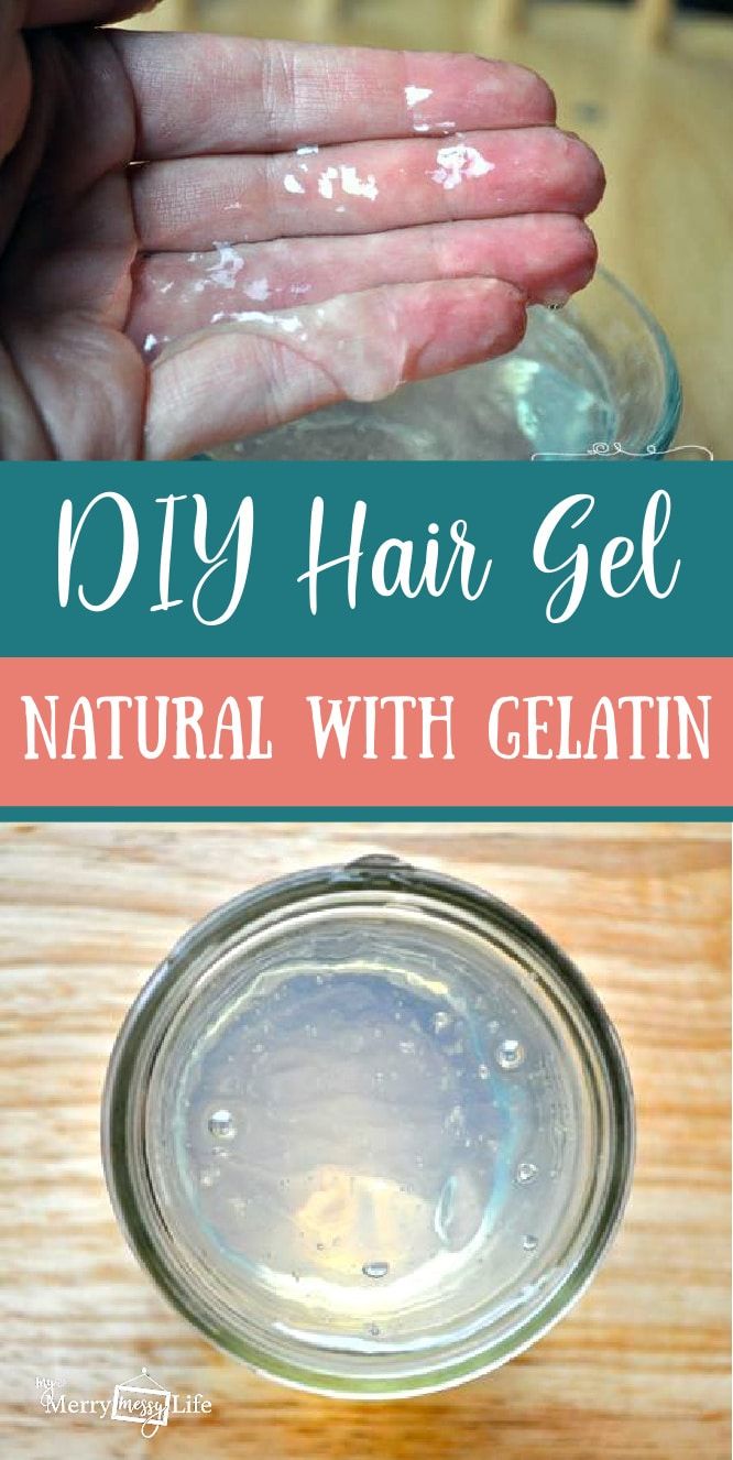 DIY Natural Gelatin Hair Gel Recipe using just water and gelatin, with optional essential oils. This is a very frugal and easy recipe and you can even adjust the hold to make it perfect for you hair. It's also curly girl method friendly! via @MerryMessyLife Homemade Hair Gel For Curly Hair, Diy Hair Gel Curls, How To Make Homemade Hair Gel, Diy Hair Gel Strong Hold, Hair Gel Diy, Gelatin Hair Mask, Homemade Hair Gel, Baby Hair Gel, Hair Gel Recipe