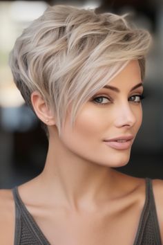 Pixie Haircut Fine Hair, Kort Bob, Short Hair Pixie Cuts, Messy Short Hair, Edgy Short Hair, Blonde Pixie Cuts, Life Change, Stylish Haircuts, Short Hair Styles For Round Faces