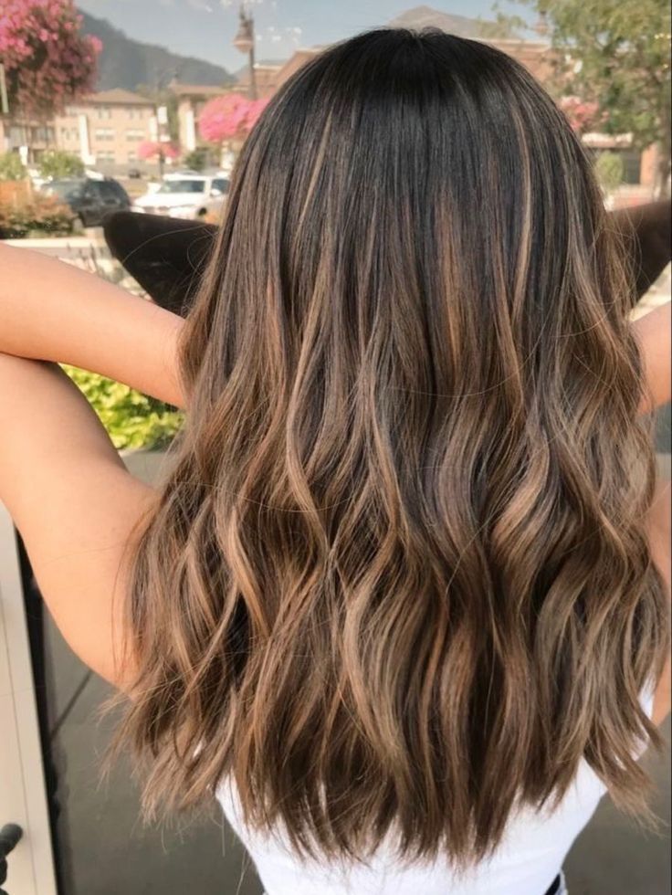 Demi Permanent Hair Color, Golden Brunette, Balayage Long Hair, Rambut Brunette, Black Hair Balayage, Demi Permanent, Brown Hair Inspo, Brunette Hair With Highlights, Balayage Hair Dark