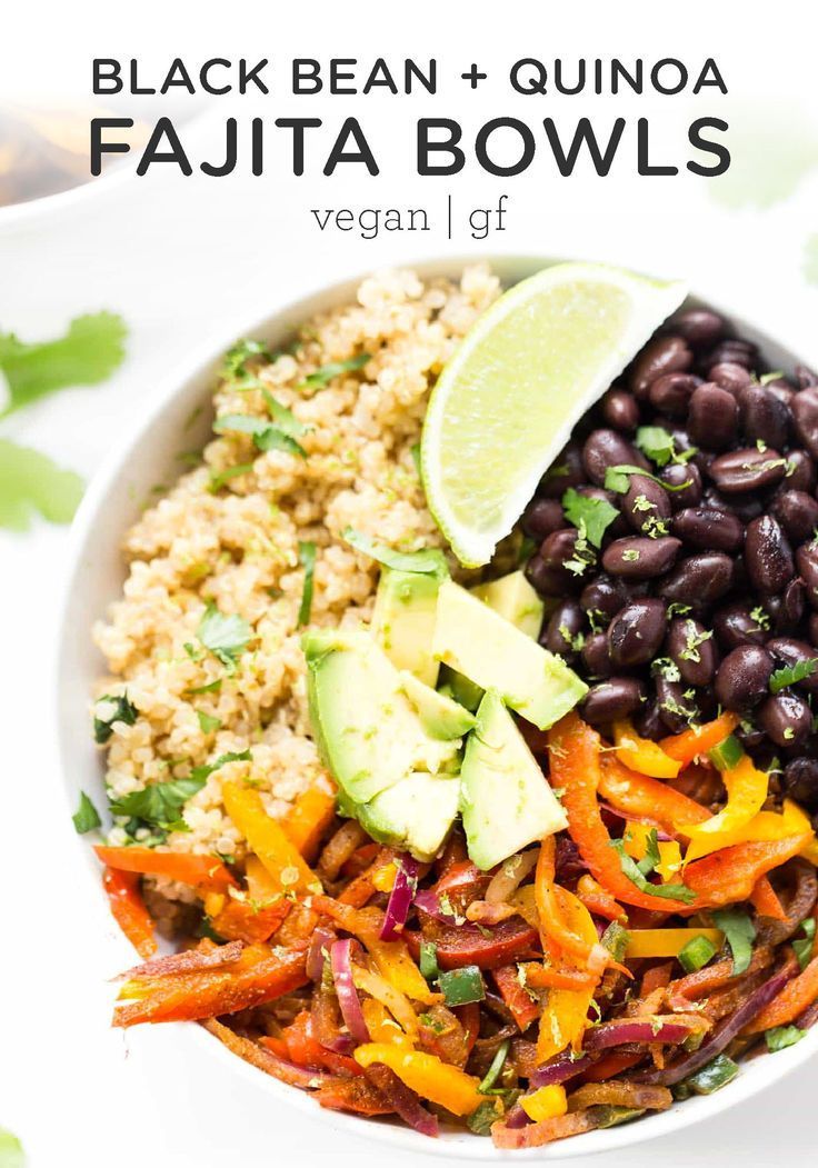 black bean and quinoa fajita bowls with veggies