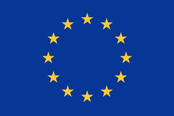 the european union flag with five yellow stars in it's center and blue background