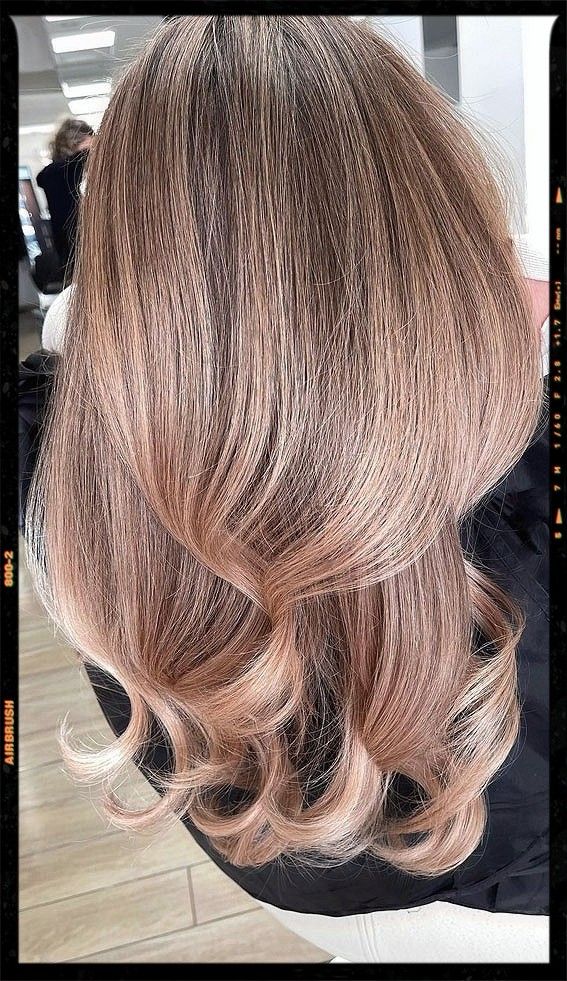 Brownish with Subtle Rose Gold - Hair Color Idea Rose Gold Dark Brown Hair, Violet Gold Hair, Rose Beige Hair Balayage, Rose Gold Tint Hair, Ash Rose Gold Hair Balayage, Rose Gold Toned Hair Blonde, Ashy Rose Gold Hair, Rosy Blonde Hair, Champagne Blonde Hair Rose Gold