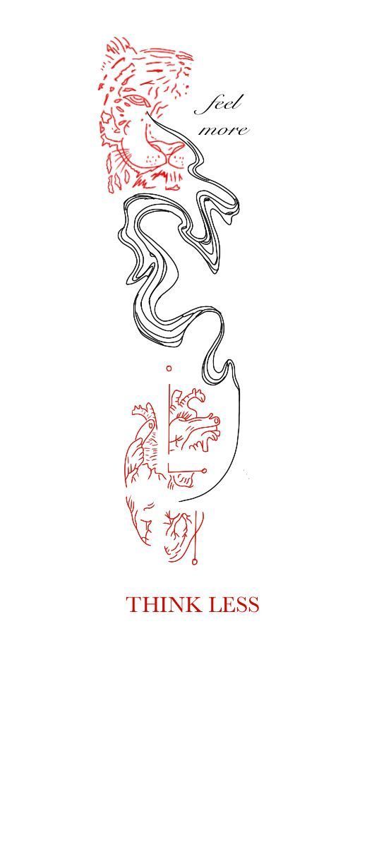 the cover of think less, written in red ink on white paper