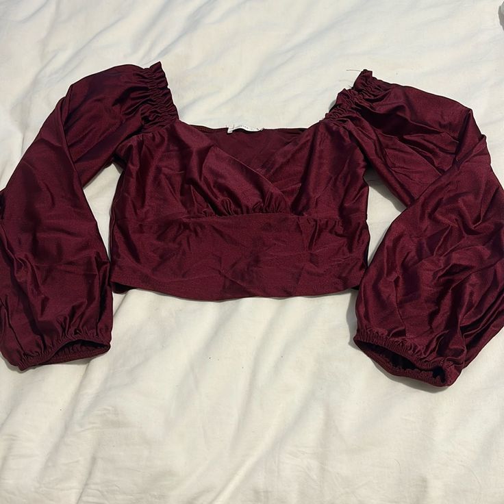 New Without Tags. Burgundy Crop Top. Size S Quince Outfit, Burgundy Crop Top, Burgundy Shirt, Quince, Color Purple, Crop Top, Womens Tops, Crop Tops, Tags