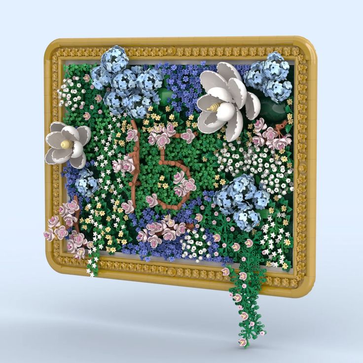 an image of a flower arrangement made out of beads and flowers on a boarder