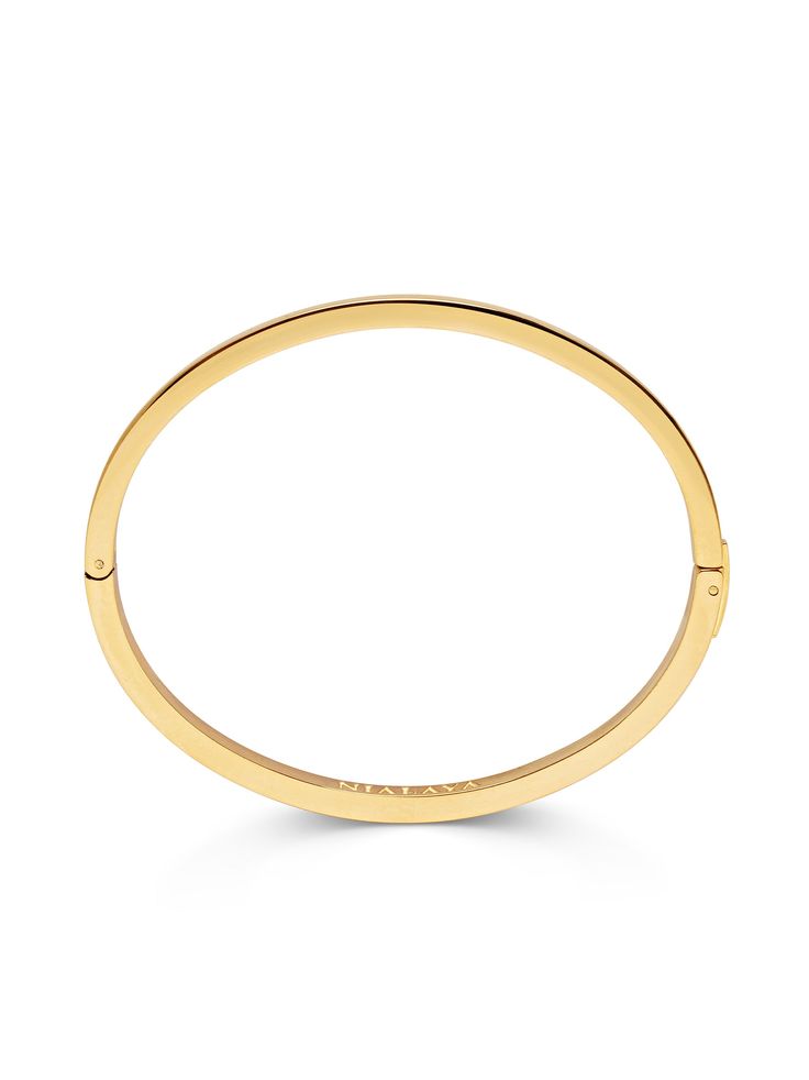 Bangle in Stainless Steel with Gold Plating Product code: MBANG_061 Designer's Notes This subtle, sleek bangle is an easy way to add an instant elegant touch to your look. Crafted from strong stainless steel with a lustrous gold finish, this timeless everyday piece can be worn solo or opposite your favorite watch. Men Gold Bangle Design, Mens Bangles Gold For Men, Sleek Everyday Bangle Bracelets, Sleek Everyday Bangle Bracelet, Modern Everyday Bangle With Bracelet Strap, Classic Everyday Metal Bangle, Chic Everyday Bangle With Bracelet Strap, Man Bangle Gold, Classic Metal Bangle