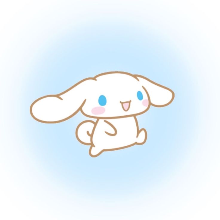 a cute little white bunny sitting on top of a blue background