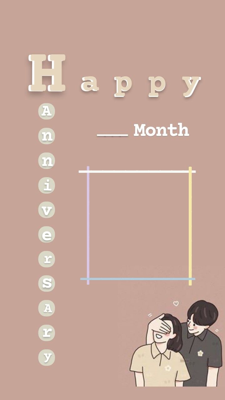 a man and woman are looking at each other with the words happy month above them