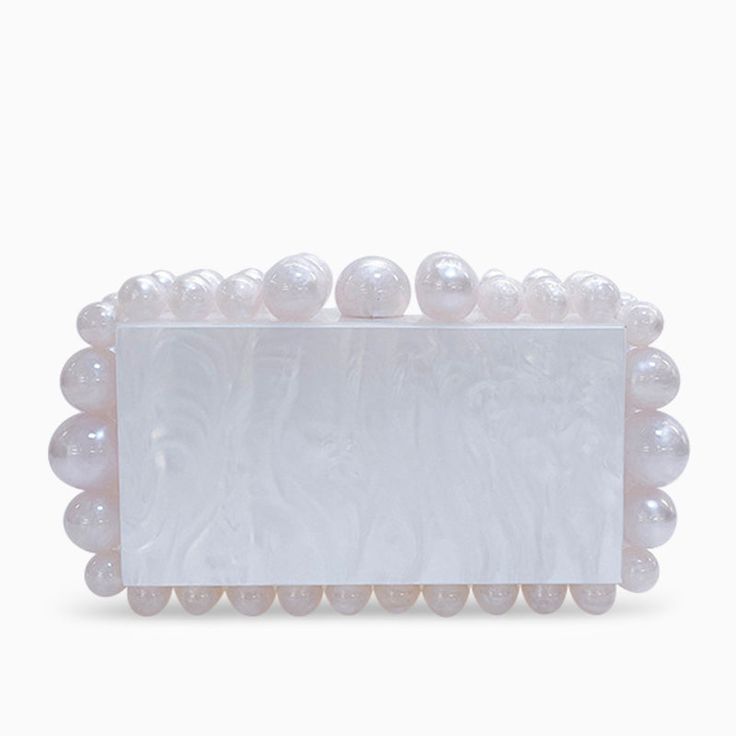 Introducing the Acrylic Cloud Clutch Bag, a charming addition to your outfit. Crafted from superior vegan & cruelty-free materials, this clutch exudes durability and elegance. Its captivating design adds a touch of sparkle to any look, making it an indispensable accessory. Available in pink, white, light green, and black, it's the perfect clutch for any event. Marble Square, Cloud Bag, Beautiful Handbags, Beautiful Evening, Beaded Purses, Aqua Green, Green And Black, Green Bag, Black Handbags