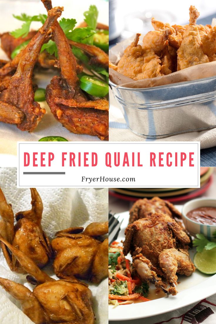 deep fried quail recipe collage with text overlay that reads deep fried quail recipe