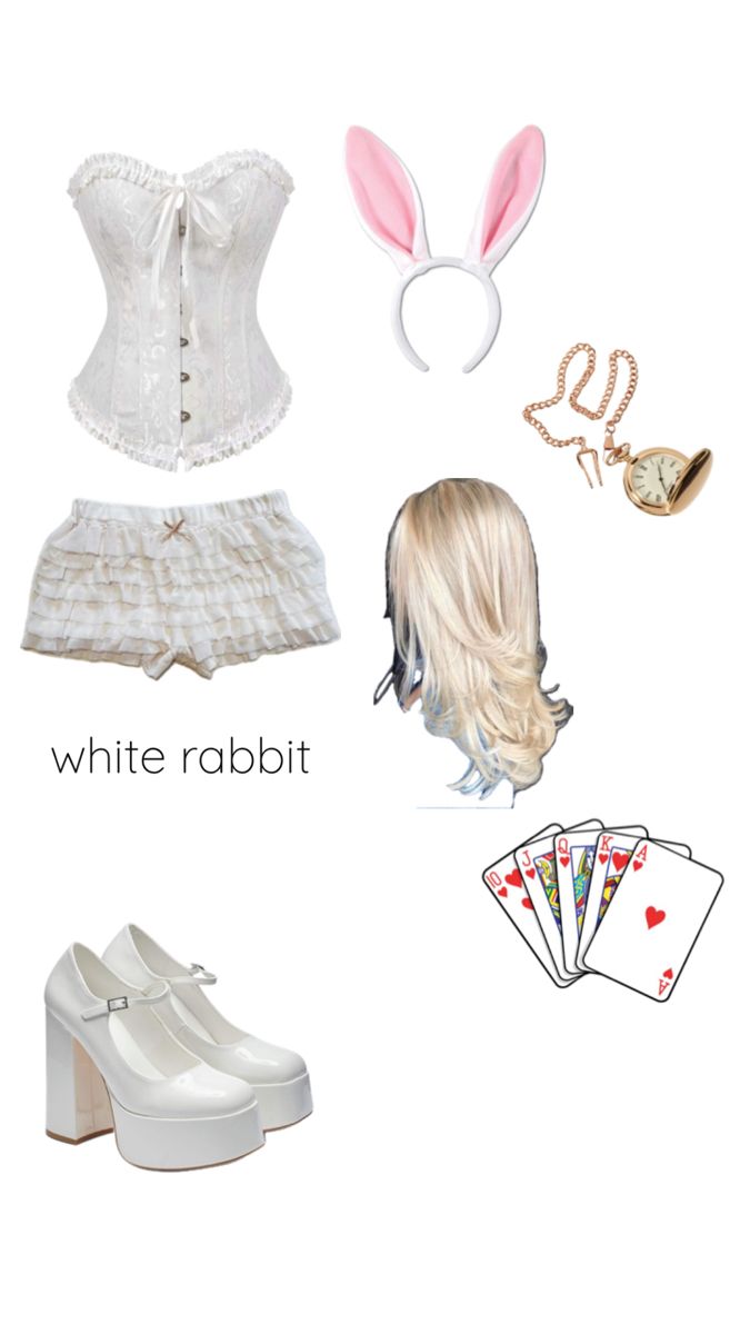 the contents of a white rabbit costume