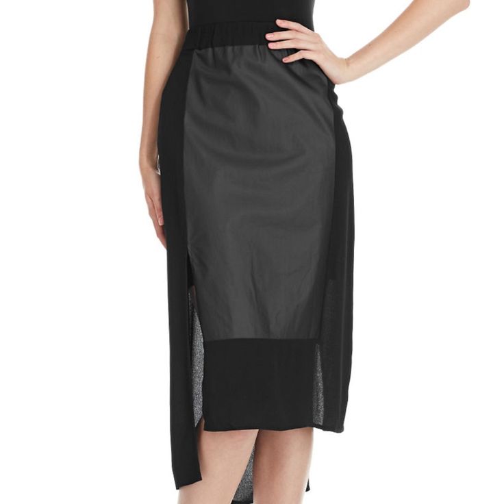 $195* Pure Dkny (Sz-Large) New With Tags. Womens Faux Leather Panel Viscose-Knit Step-Hem Skirt. *Viscose/Polyester/Linen/Cotton/Elastane Modern Black Pencil Skirt For Evening, Modern Black Midi Skirt, Edgy Black Pencil Skirt For Night Out, Modern Stretch Black Skirt, Modern Black Stretch Skirt, Edgy Black Flowy Skirt, Black Flowy Pencil Skirt For Night Out, Modern Black Pencil Skirt Bottoms, Modern Black Pencil Skirt