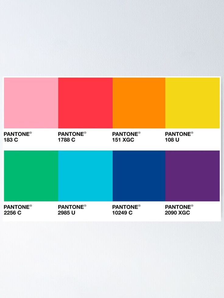 a pantone color chart with the same colors as it is in different shades poster