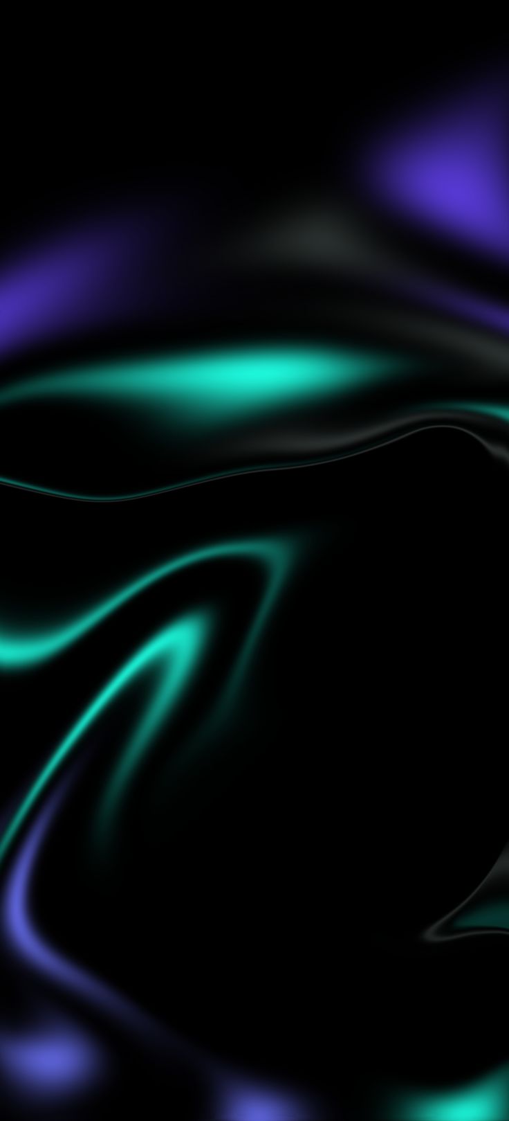 an abstract black background with blue and green lights in the dark, like waves or swirls