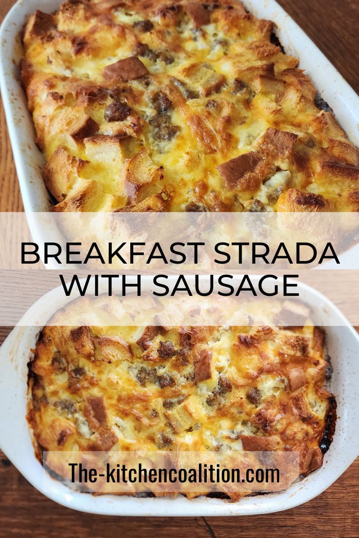 This breakfast strada with sausage is the perfect recipie for weekdays, busy weekends or holidays. Strata Recipes Breakfast Sausage, Cheese Strata Recipe Breakfast Casserole, Sausage Egg And Cheese Strata, Breakfast Italian Sausage, Sausage Strata Overnight, Strada Recipe Breakfast Egg Strata Christmas Morning, Breakfast Sausage Link Recipes Dinners, Recipes With Breakfast Sausage Links, Sausage Strata Breakfast