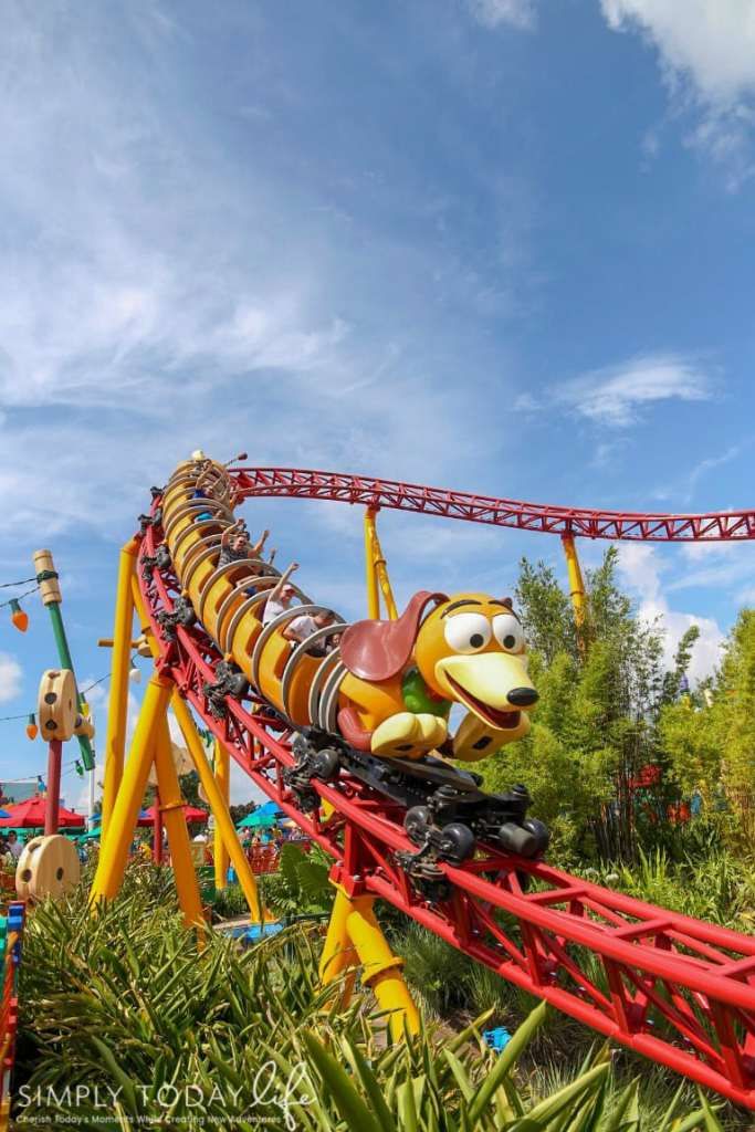 an amusement park ride that looks like a dog on a roller coaster in the sky