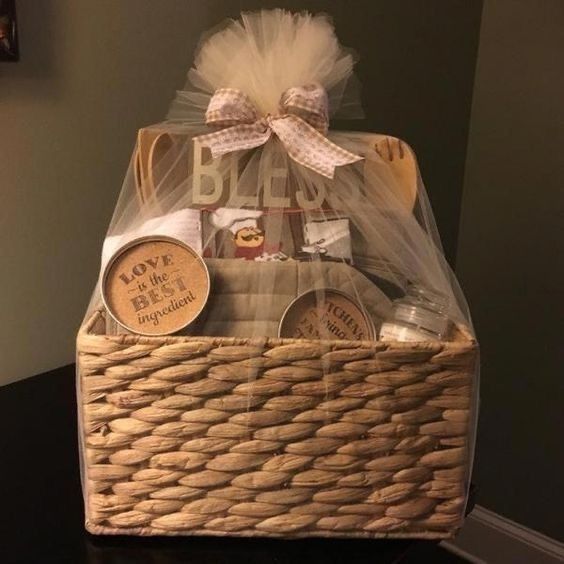 a basket filled with items on top of a table