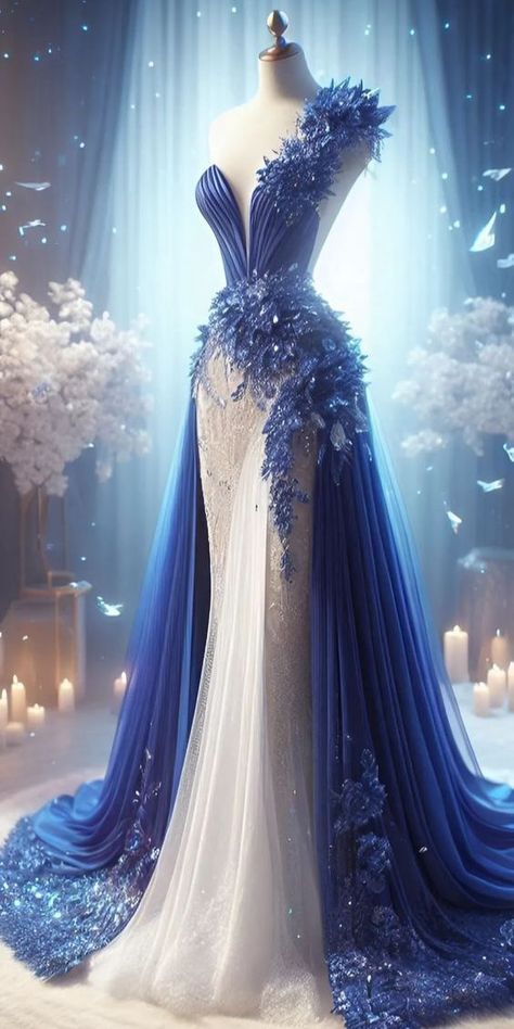 Blue Gala Dress, Winter Gown, Celestial Dress, Pageant Evening Gowns, Element Dress, Magical Dress, Dreamy Gowns, Mode Tips, Gown For Women