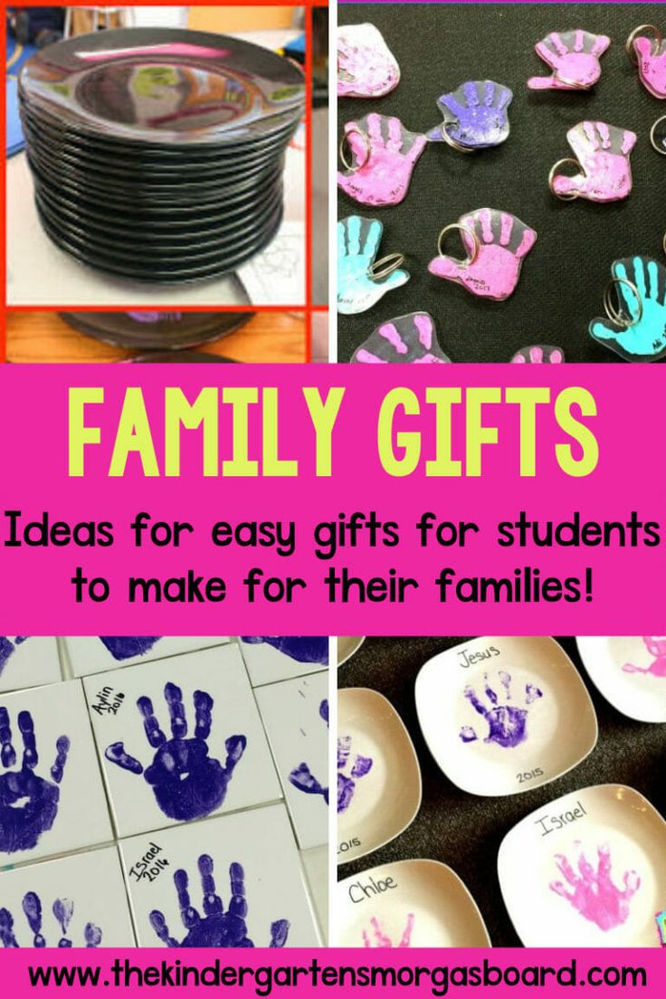 handprints and plates with the words family gifts for kids to make for their families