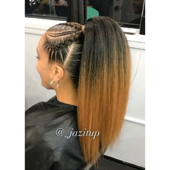 Micro Braid Hairstyles, Braid Hairstyles With Weave, Ombre Ponytail, Ponytail Hairstyles For Black Women, Hairstyles With Weave, Weave Braid, Hairstyles Weave, Weave Hairstyles Braided, Weave Ponytail