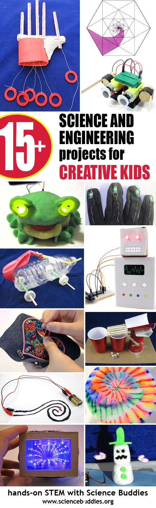 the cover of science and engineering projects for creative kids, with pictures of different items