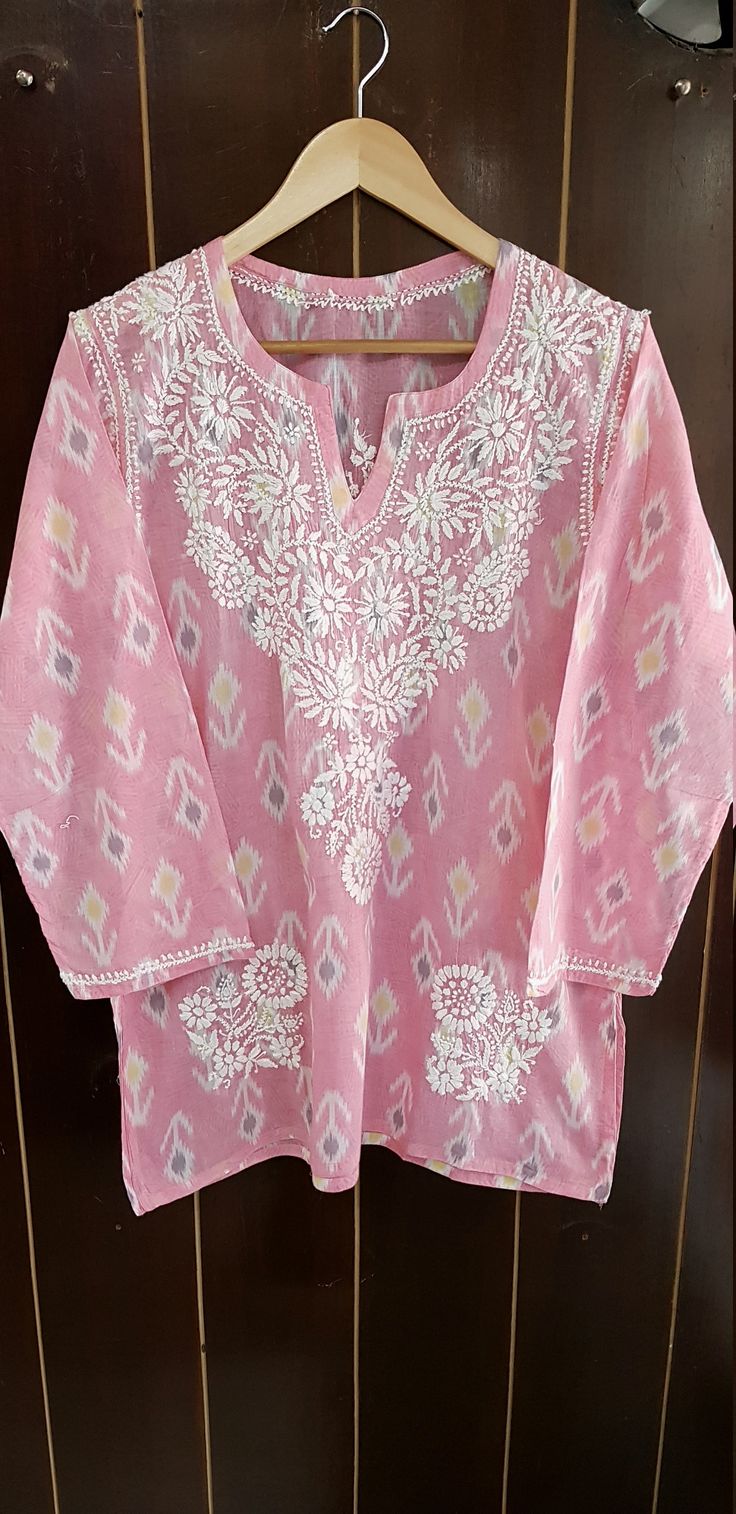 Soft Mul Printed Zifah Short Kurta (Fabric Embr.) #PrintedKurta #ShortTop #ChikanKurta #vintage #EmbroideredBlouse #ShortKurta #PrintedTop #embroidered #blouse #embroidery Summer V-neck Tunic With Chikankari Embroidery, Straight Kurta With Intricate Embroidery For Summer, Traditional Embroidered Straight Kurta Top For Summer, Traditional Chikankari Embroidered Top With V-neck, Traditional Embroidered Top With Chikankari V-neck, Traditional Embroidered V-neck Top With Chikankari, Summer Chikankari Embroidered Tunic Top, Sleeveless Embroidered Kurta For Summer, Fitted Summer Blouse With Cutwork