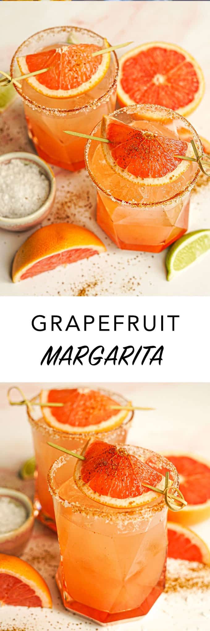 grapefruit margarita with oranges and lime on the side