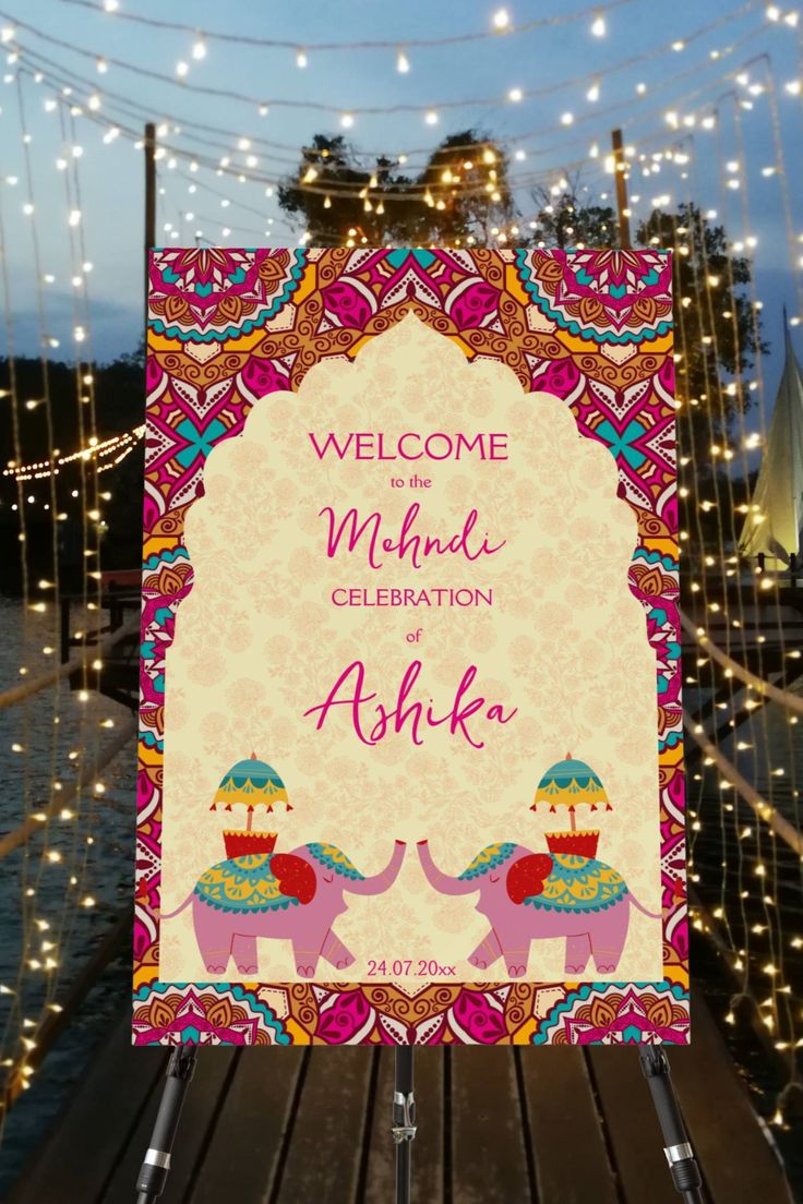 Mehndi welcome sign cute elephants pink mandala background mahndi welcome board Mehndi Sangeet Decoration, Mehndi Board Ideas, Mehandi Background Decoration, Mehendi Welcome Sign, Wedding Boards Signs Entrance Indian, Mehendi Welcome Board Ideas, Mehendi Sign Boards, Mehndi Sign Board, Mehandi Welcome Board