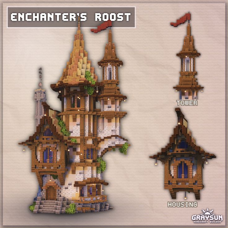 an image of a building made out of legos with text that reads, enchanter's roost