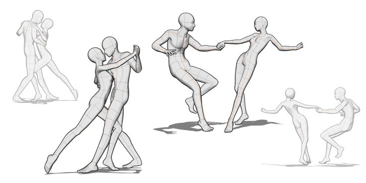 several different poses of people in various positions