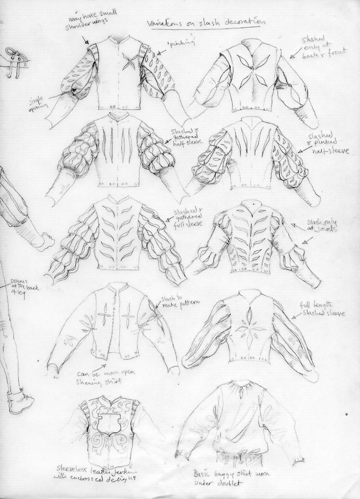 some sketches of different types of clothing