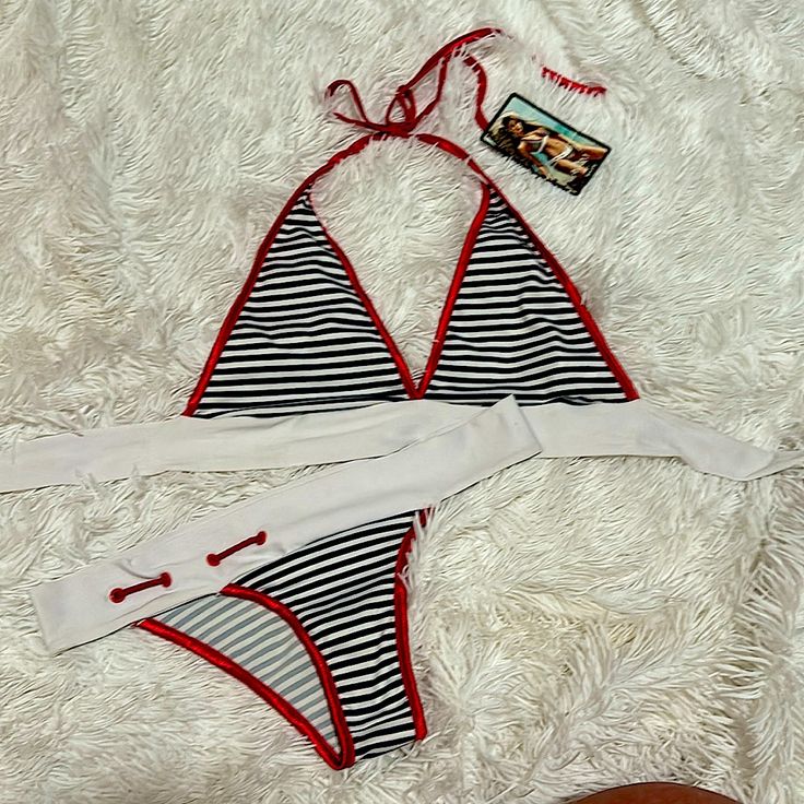 Baby, Kids, Maternity, And Women’s Apparel, Beauty, Home Decor, Some Men’s Items And More! Bundle & Save!!! Open To Reasonable Offers. Free Gift (In Same Category Of Purchased Item(S)) With Orders Over $75!!! Playful White One-piece Swimwear, Striped Triangle Top Swimwear For Beach, Striped Tie-side Bottom Swimwear For Beach, Playful White Tankini For Swimming, Playful Striped Swimwear For Beach, Striped Halter Neck Summer Swimwear, Nautical Swimwear For Beach Season, Nautical Swimwear For Beach Season And Poolside, Nautical Swimwear For Poolside And Beach Season