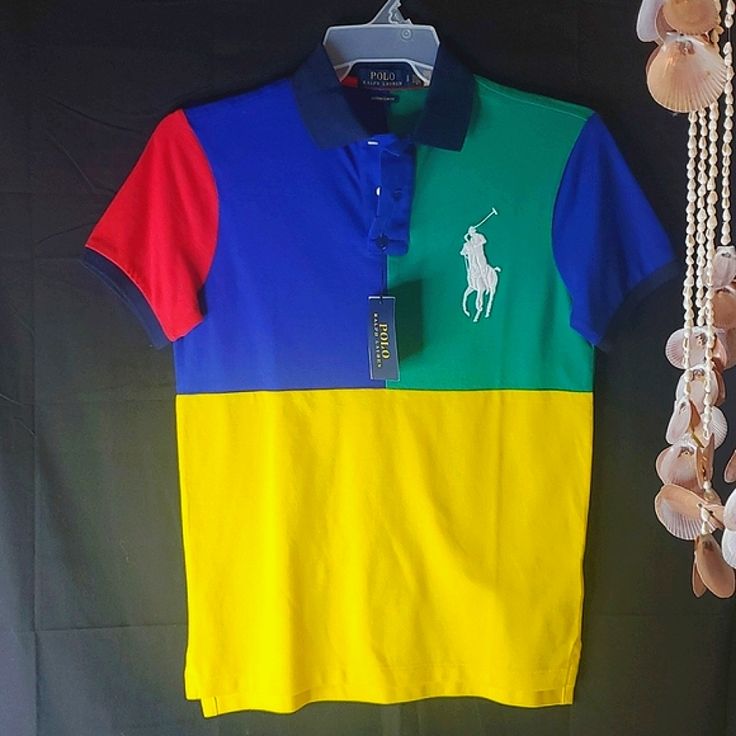 Brand New Polo Shirt Block Color Red Blue Yellow And Green With Tag. Have Any Questions Please Ask Yellow Collared Polo Shirt For Summer, Fitted Multicolor Shirt With Color Block, Fitted Yellow Polo Shirt For Summer, Fitted Multicolor Color Block Shirt, Summer Yellow Polo Shirt With Polo Collar, Yellow Polo Shirt With Collar For Summer, Yellow Summer Polo Shirt, Fitted Blue Color Block Shirt, Multicolor Polo Collar Top For Summer