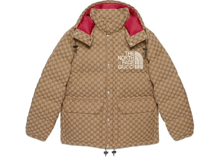 Beige North Face Puffer, The Nord Face, North Face Mountain Jacket, North Face X Gucci, Gucci Jacket, North Face Puffer Jacket, Tan Jacket, Black Down, Quilt Jacket