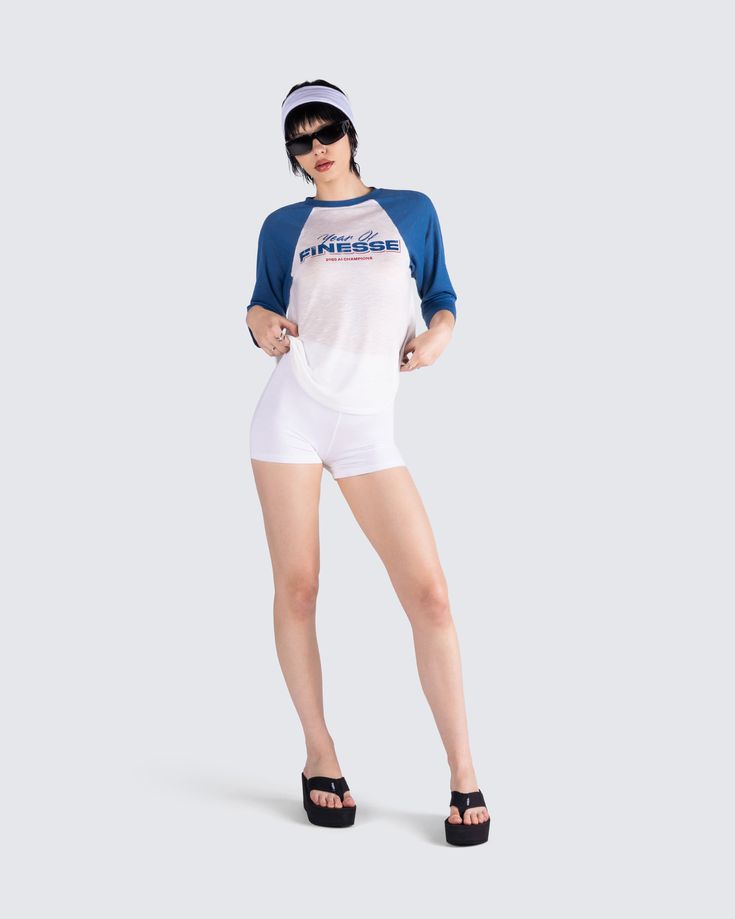 Even when you're on the go, you deserve to look good 😌 Featuring a multi jersey graphic top, paired with white biker shorts - this two-piece set is serving the effortless, chill vibes you crave 🤍 White Biker Shorts, Black Off Shoulder Top, Chill Vibes, Black Off Shoulder, Graphic Top, Mini Sweater Dress, White Jersey, Knit Crop, Knit Pants