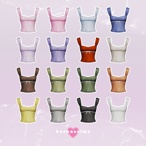 six different colored bras are shown on a pink and purple background with the words kordashima written below them