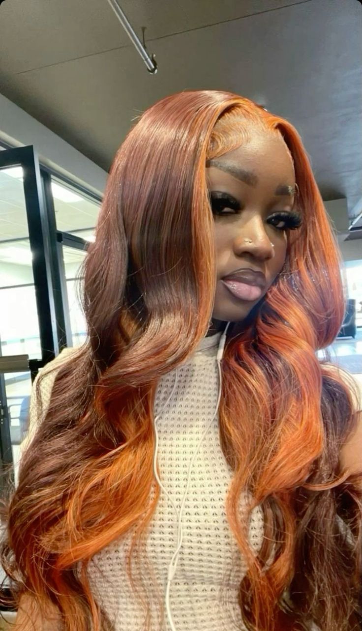 #follow #hairgoals #haircolor #hair #hairstyles #beautyblog #blogging #blogger #blog Wig Colors For Dark Skin, Wig Hairstyles Dark Skin, Hair Color On Dark Skin Women, Copper Hair Dark Skin, 13x4 Lace Front Wig, Frontal Wig Hairstyles, Dyed Natural Hair, Sew Ins, Pretty Hair Color