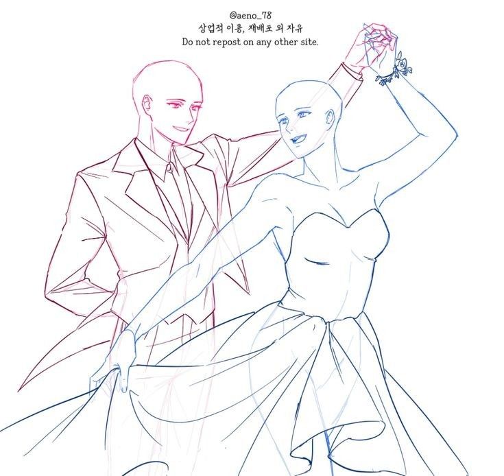 a drawing of a man and woman dancing