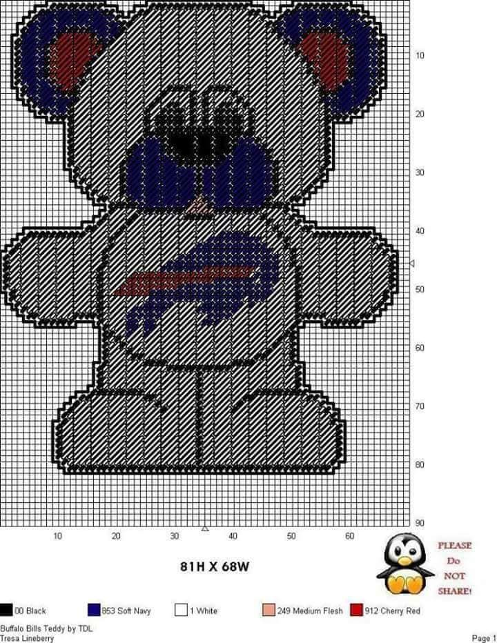 a cross stitch teddy bear is shown in red and black