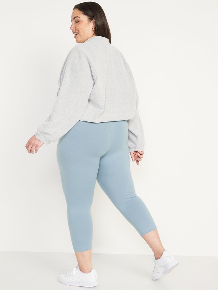 The leggings you love just got better! Now with a heavier-knit fabric and a thicker, more supportive waistband.  Elasticized high-rise waistband.  Soft-washed cotton jersey, with comfortable stretch.  Cropped length.  Easy pull-on style.  @modelsizes High Waist Athleisure Leggings With Ribbed Waistband, High Waist Ribbed Athleisure Leggings, Casual Full-length Leggings With Contoured Waistband, Comfortable Full-length Activewear With Elastic Waistband, Sporty Leggings With Elastic Waistband And 5-inch Inseam, Comfortable Full Length Activewear With Elastic Waistband, Versatile Pull-on Leggings For Fall, High Waist Leggings With Ribbed Waistband, High Stretch Bottoms With Elastic Waistband For Fall