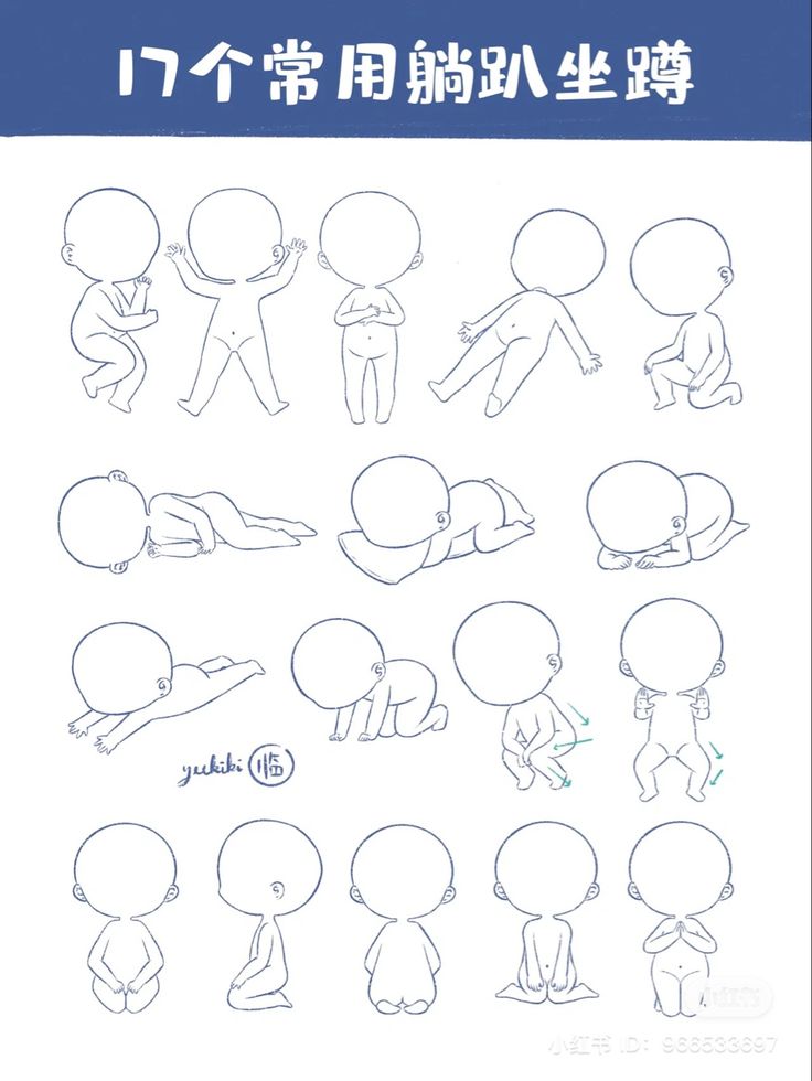 the instructions for how to draw people in different poses, with chinese text above them